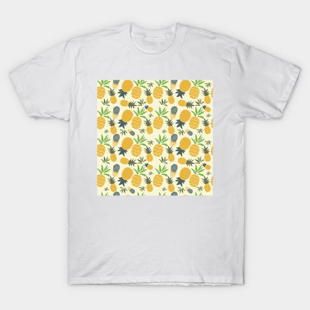 Cute Tropical Fruit Pineapple Pattern T-Shirt by Printable Pretty